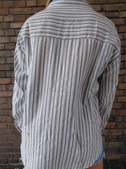 Blouse streep strass