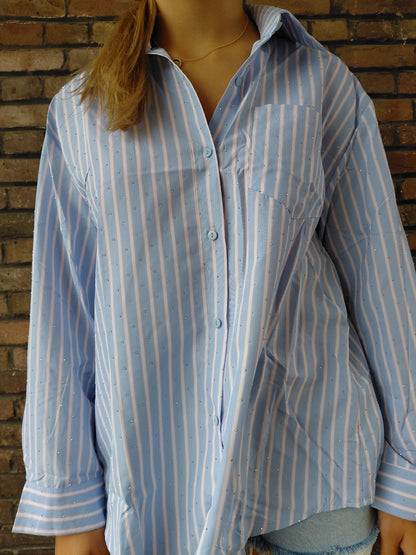 Blouse streep roze