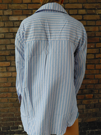 Blouse streep roze